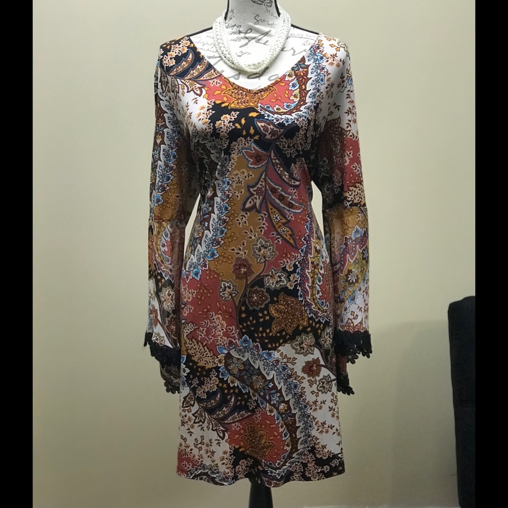 MSK mid length multicolored dress. Size XL